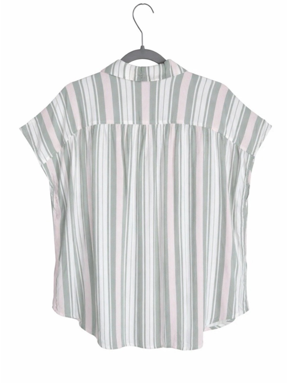 Torrid Size 1X Striped Button Front Blouse Green Pink Lightweight Top Breathable - Picture 3 of 13